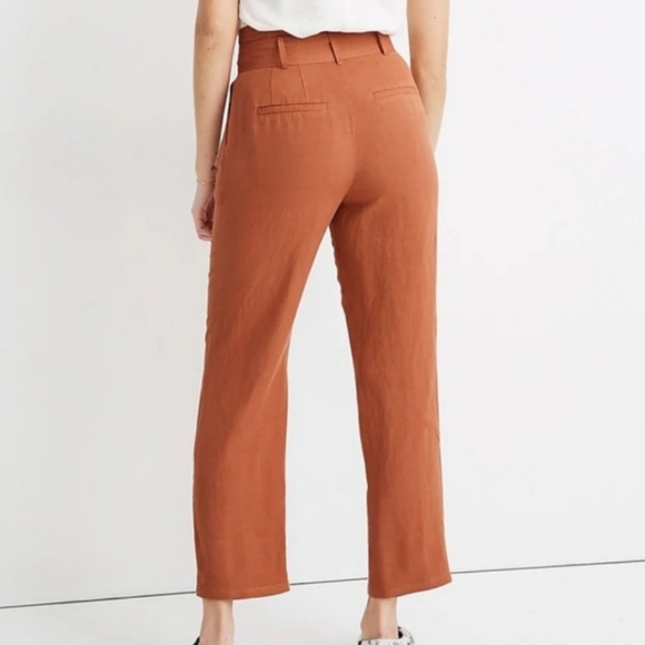 Madewell Linen Paperbag Pants - size 0 - orange rust - Picture 2 of 8